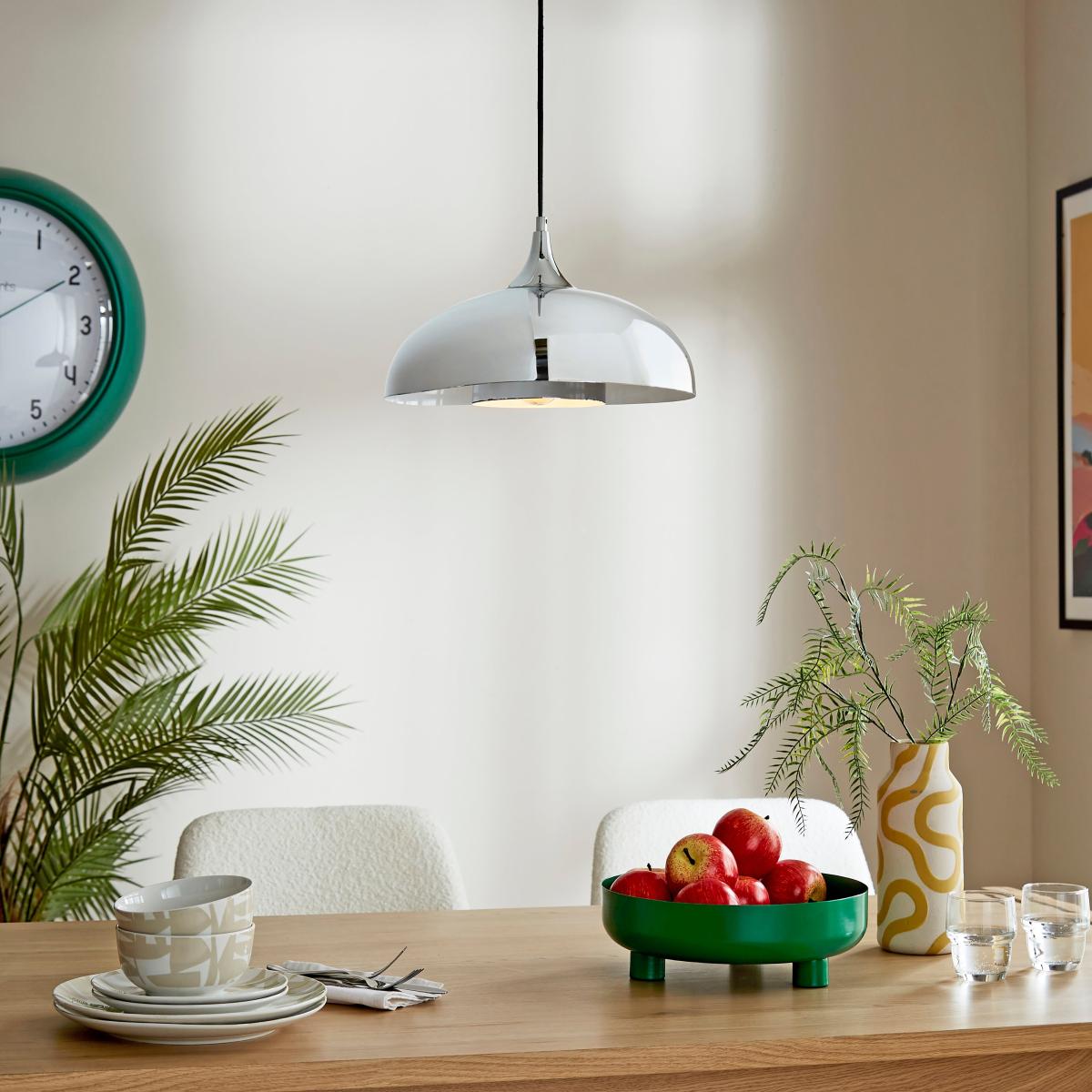 Elements Lennon Industrial 2 Tier Dome Pendant Light Chrome – image 2