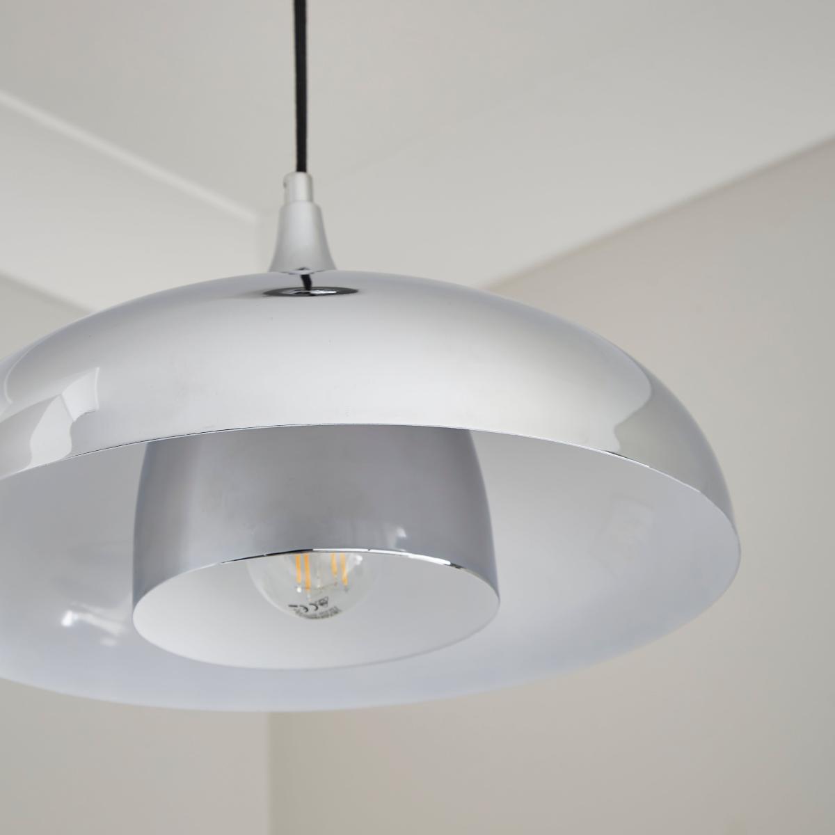 Elements Lennon Industrial 2 Tier Dome Pendant Light Chrome – image 1
