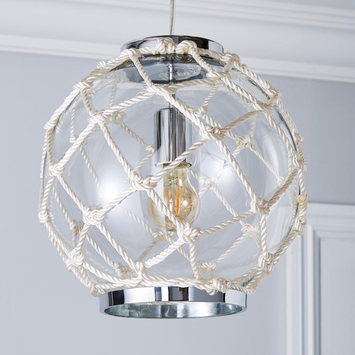 Leah 1 Light Pendant Rope Glass Ceiling Fitting Clear – image 2