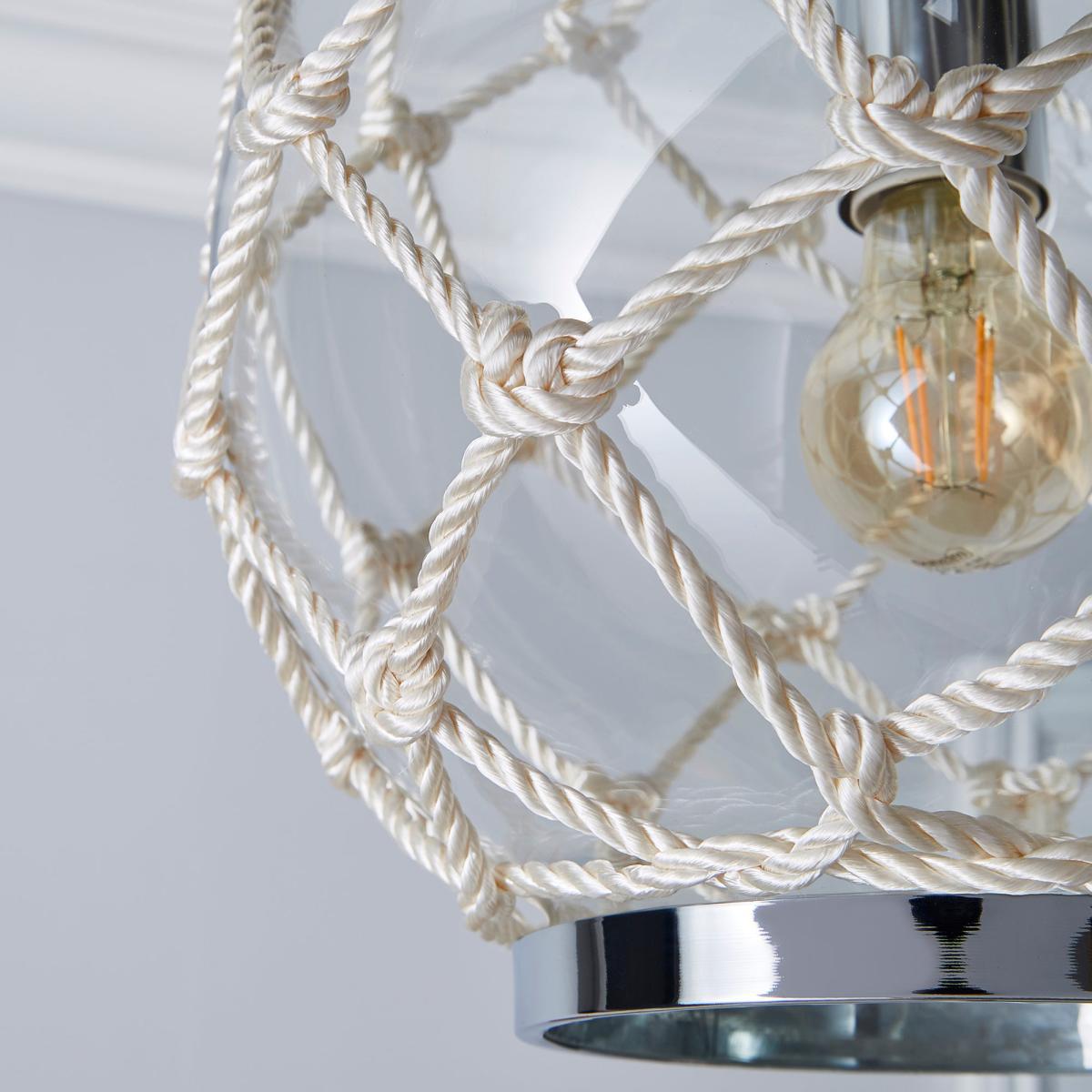 Leah 1 Light Pendant Rope Glass Ceiling Fitting Clear – image 3