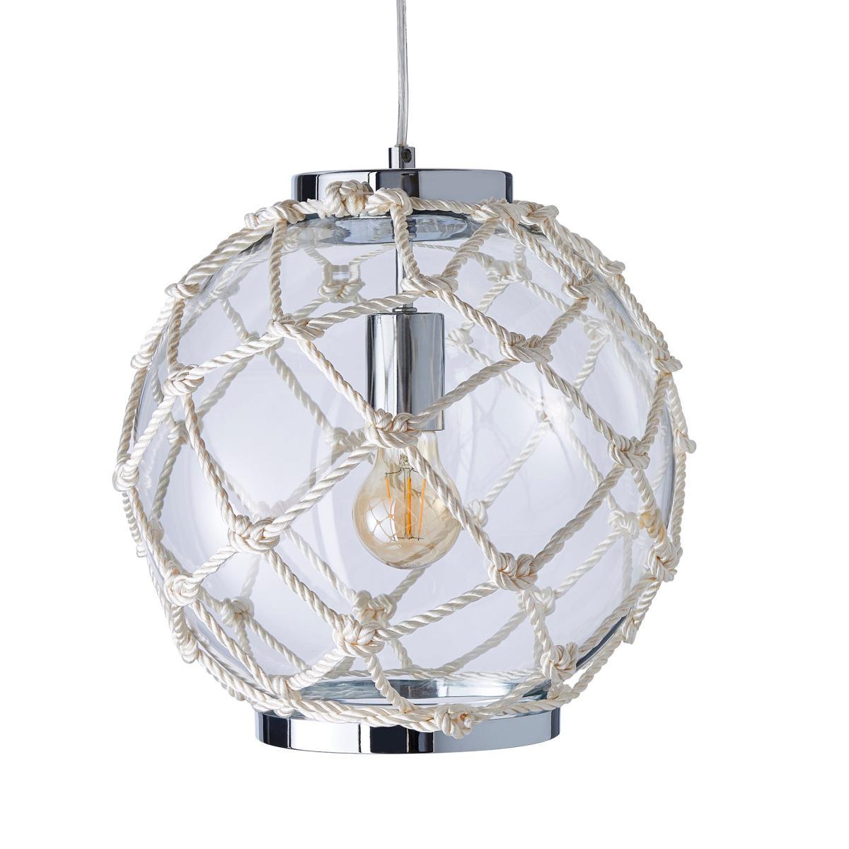 Leah 1 Light Pendant Rope Glass Ceiling Fitting Clear – image 5