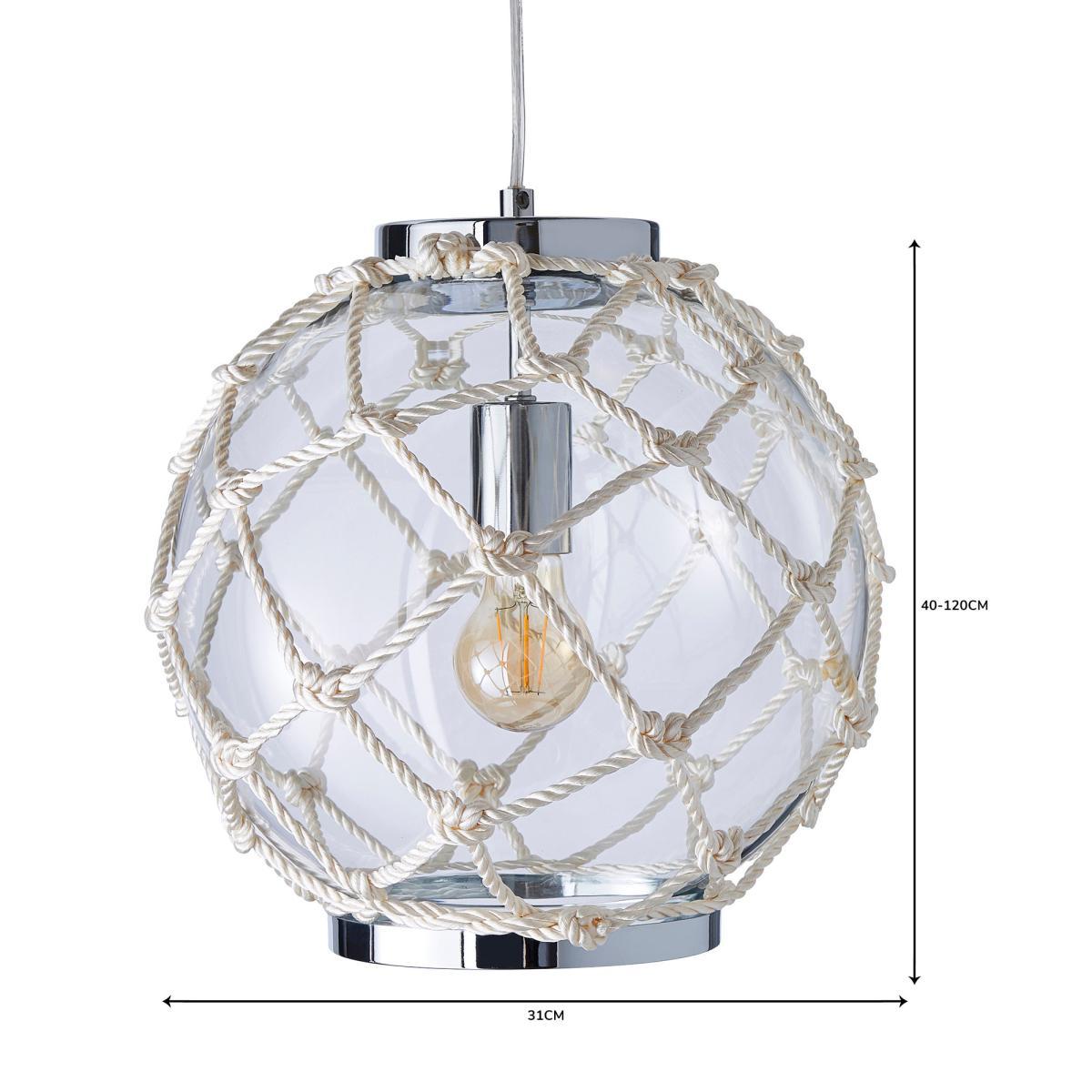 Leah 1 Light Pendant Rope Glass Ceiling Fitting Clear – image 6