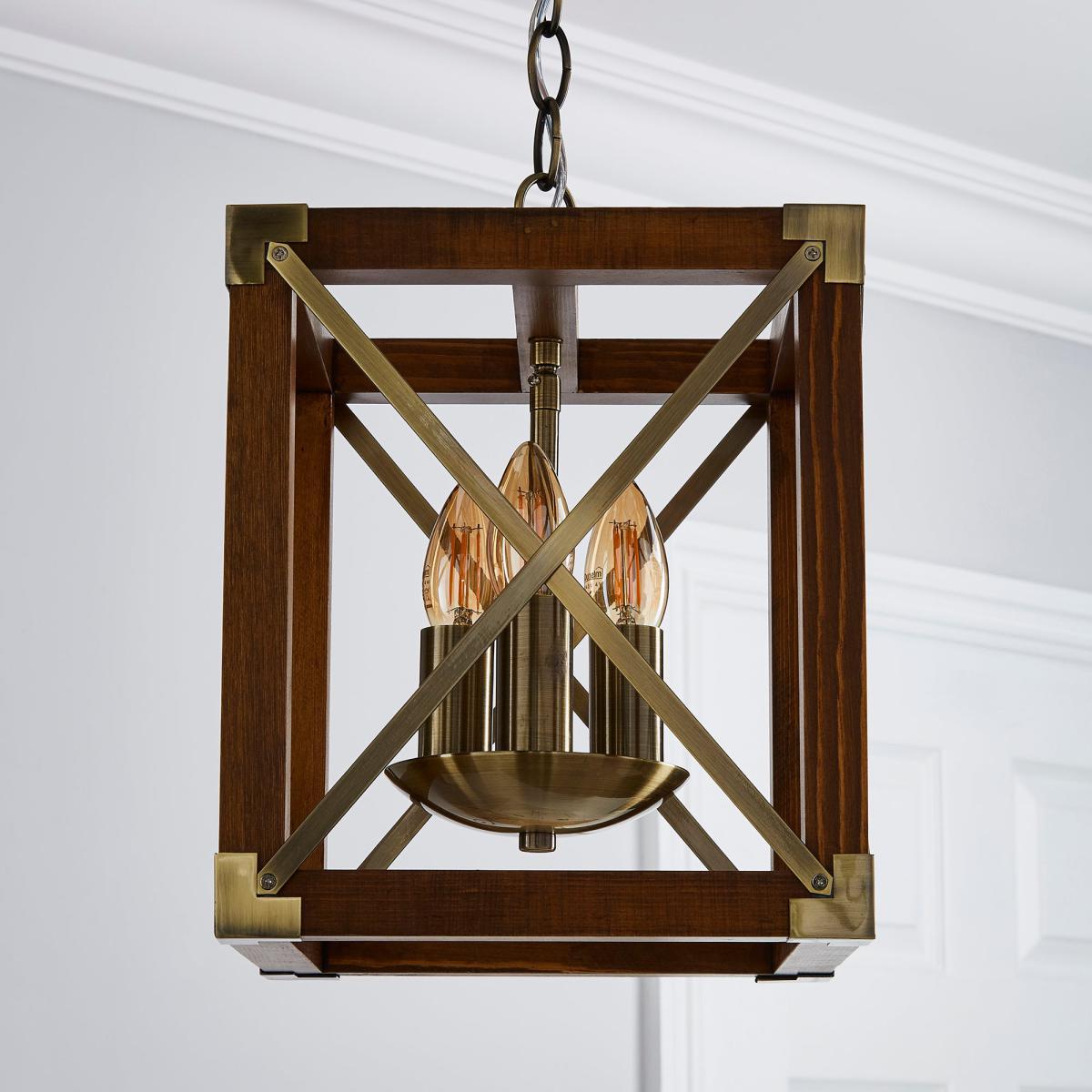 Trio 3 Light Pendant Natural Ceiling Fitting Brown – image 2