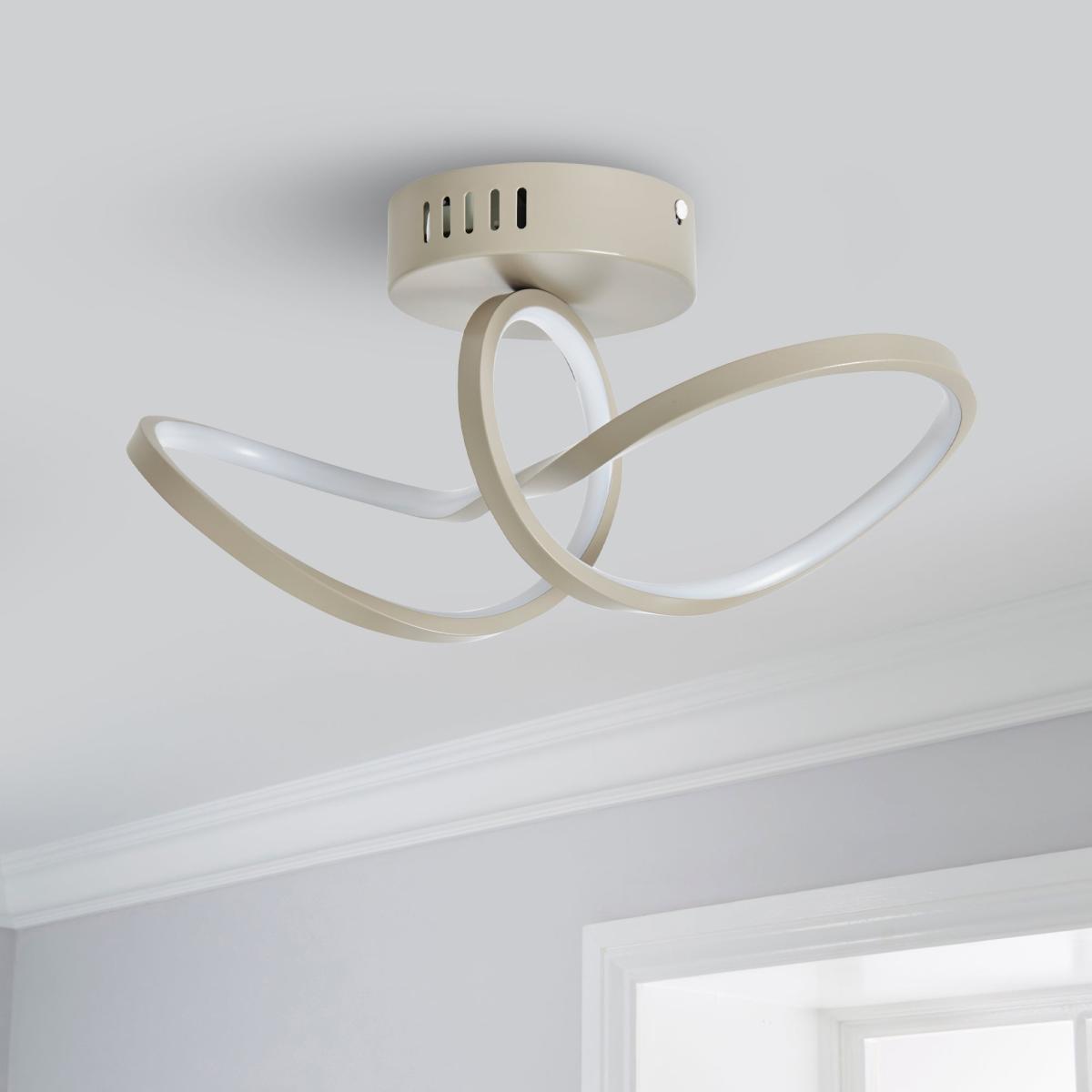 Octtava LED Semi Flush Ceiling Fitting Beige – image 2