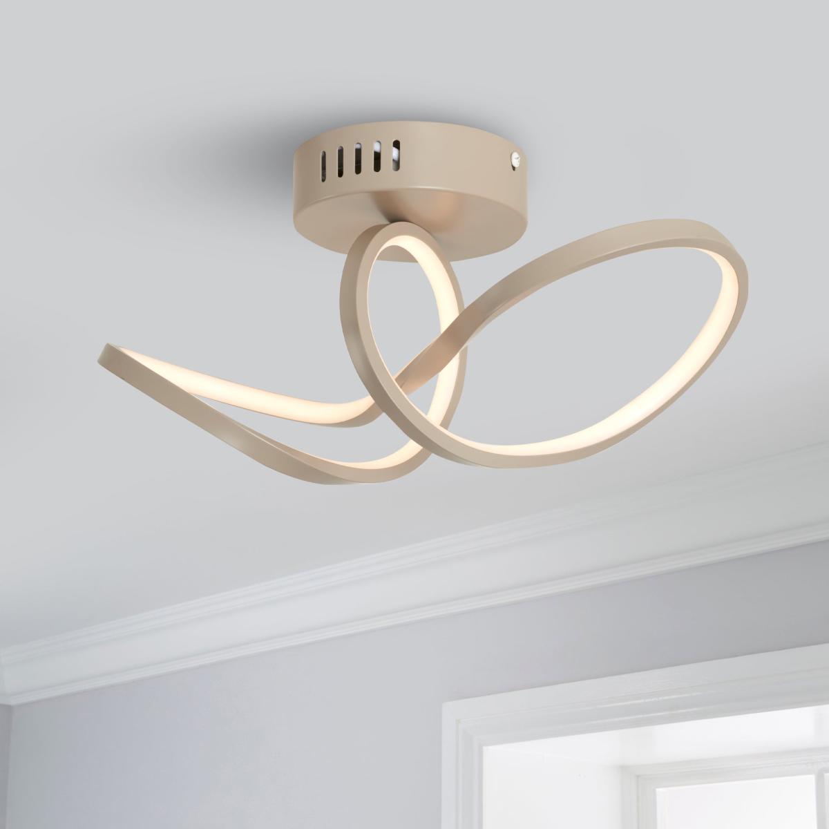 Octtava LED Semi Flush Ceiling Fitting Beige – image 1