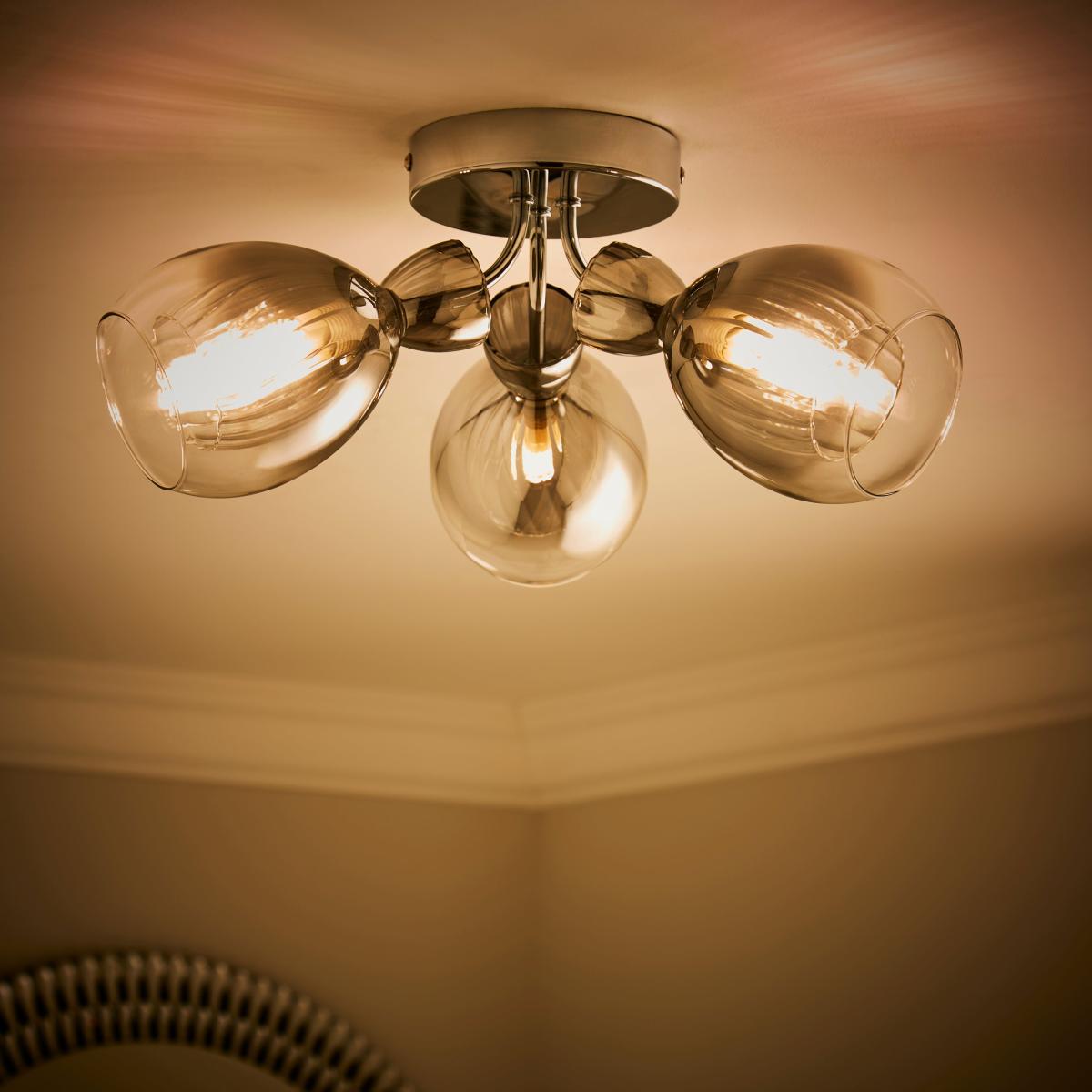 Sylvia 3 Light Flush Ceiling Light Silver – image 2
