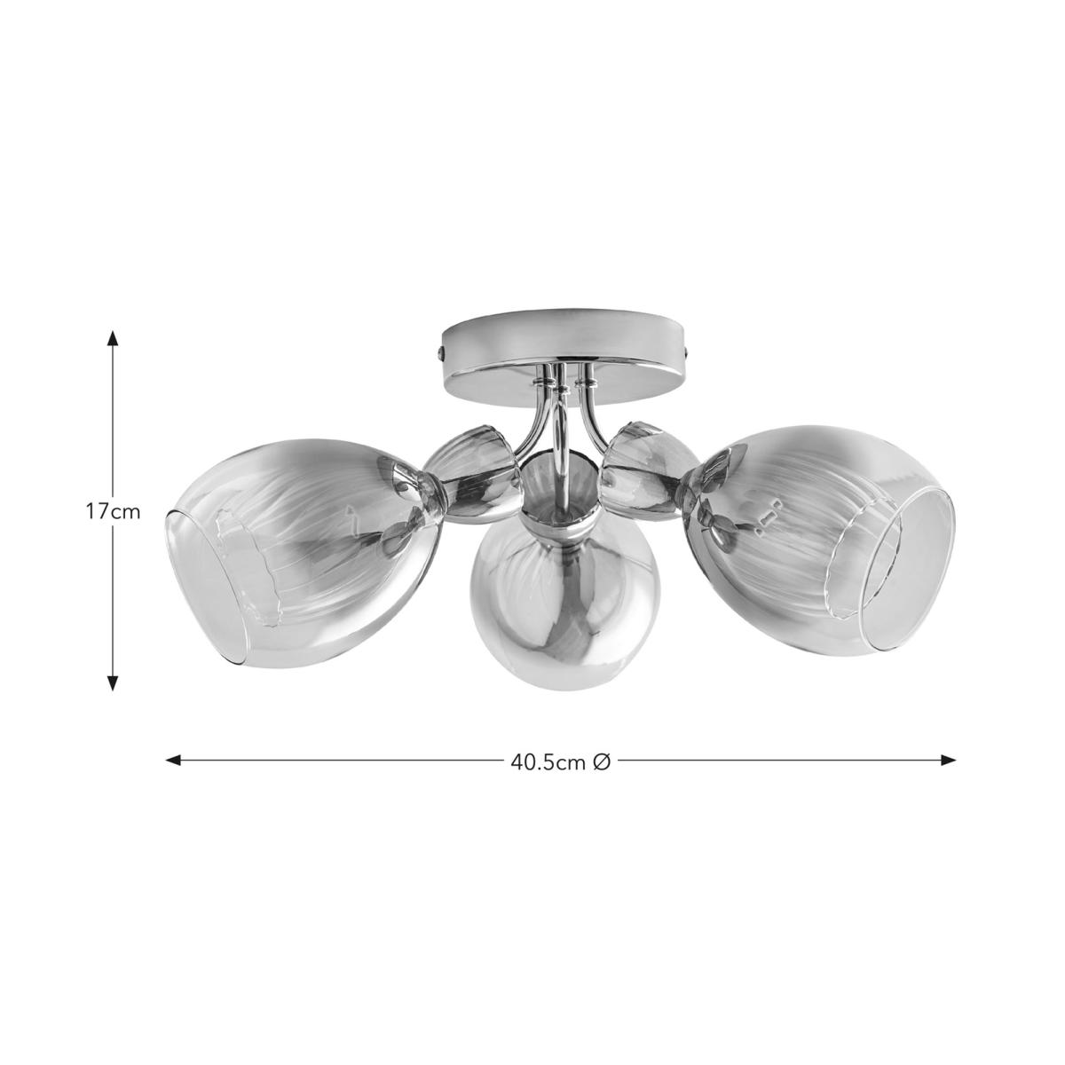 Sylvia 3 Light Flush Ceiling Light Silver – image 6