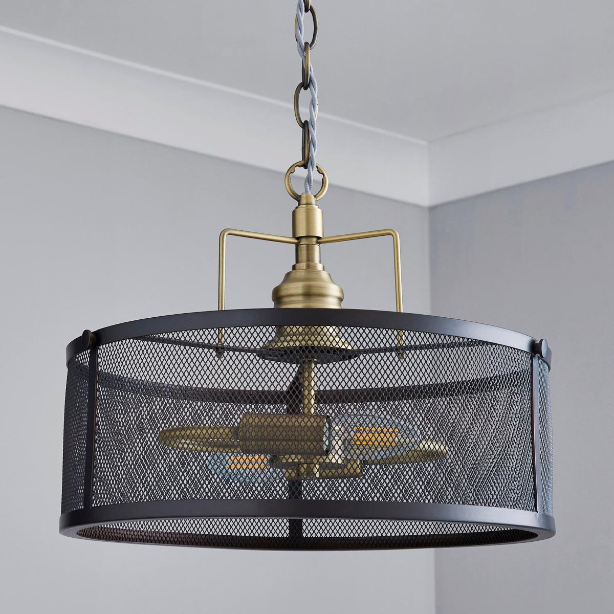 Kalix 2 Light Mesh Black Gold Ceiling Fitting Black – image 2