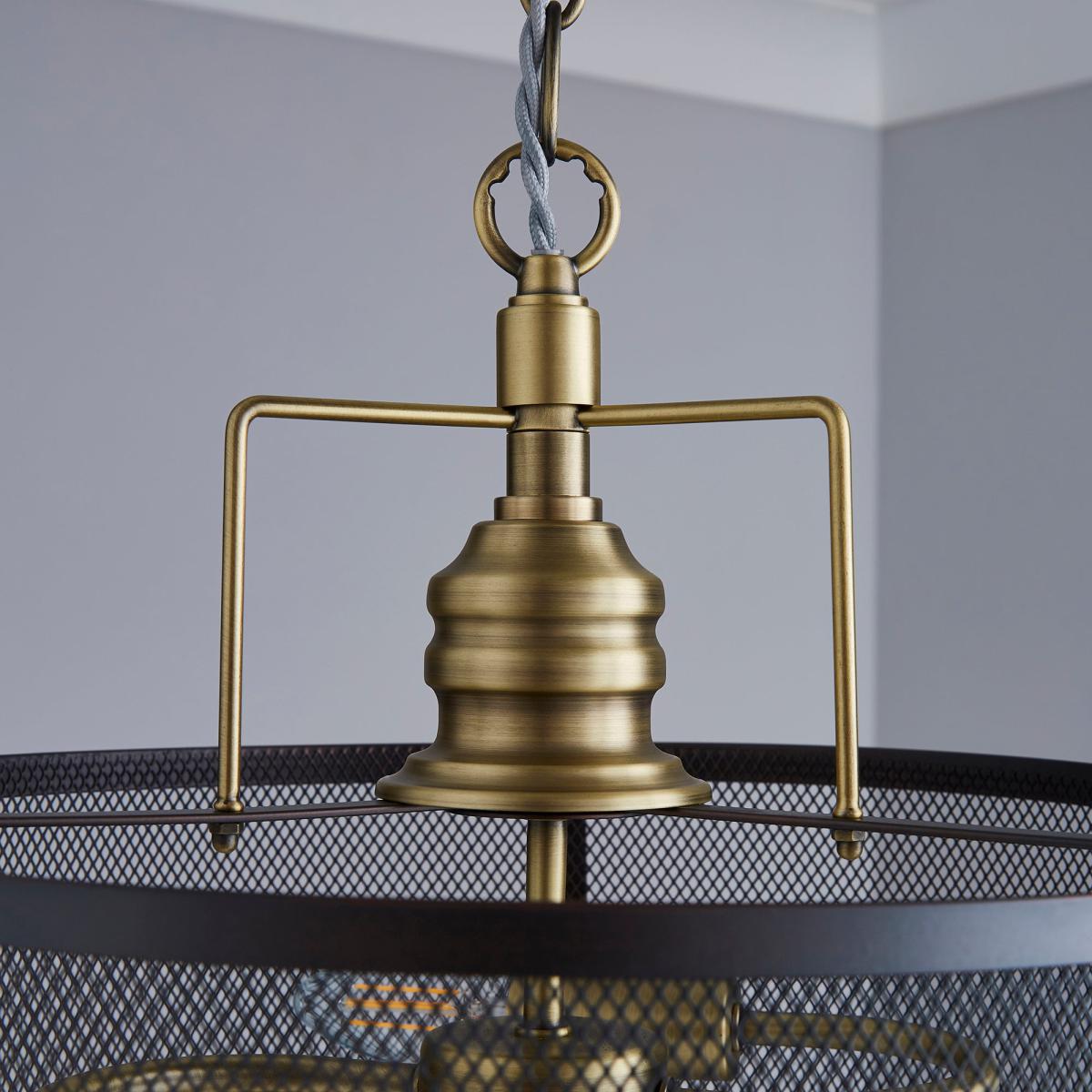 Kalix 2 Light Mesh Black Gold Ceiling Fitting Black – image 3