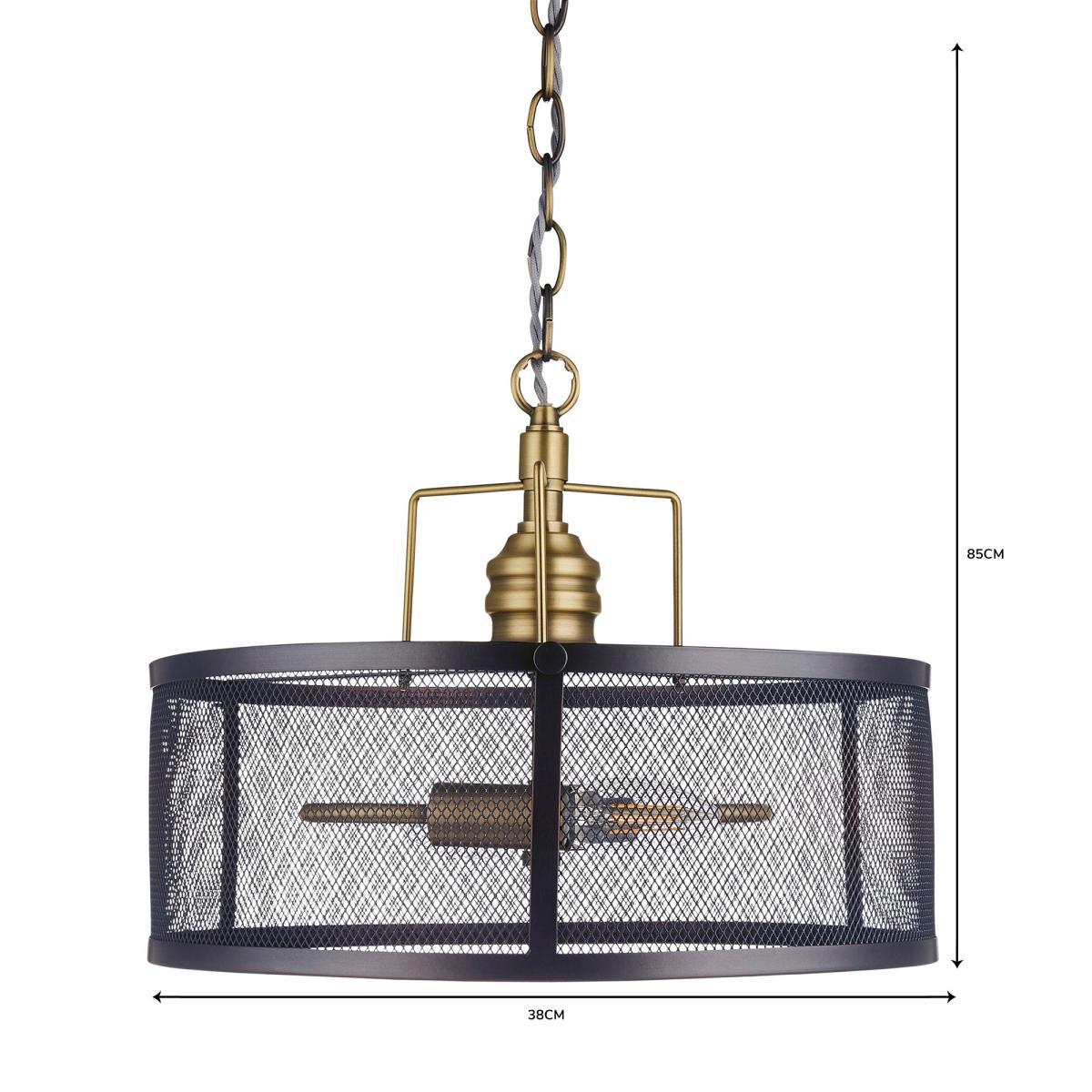 Kalix 2 Light Mesh Black Gold Ceiling Fitting Black – image 7