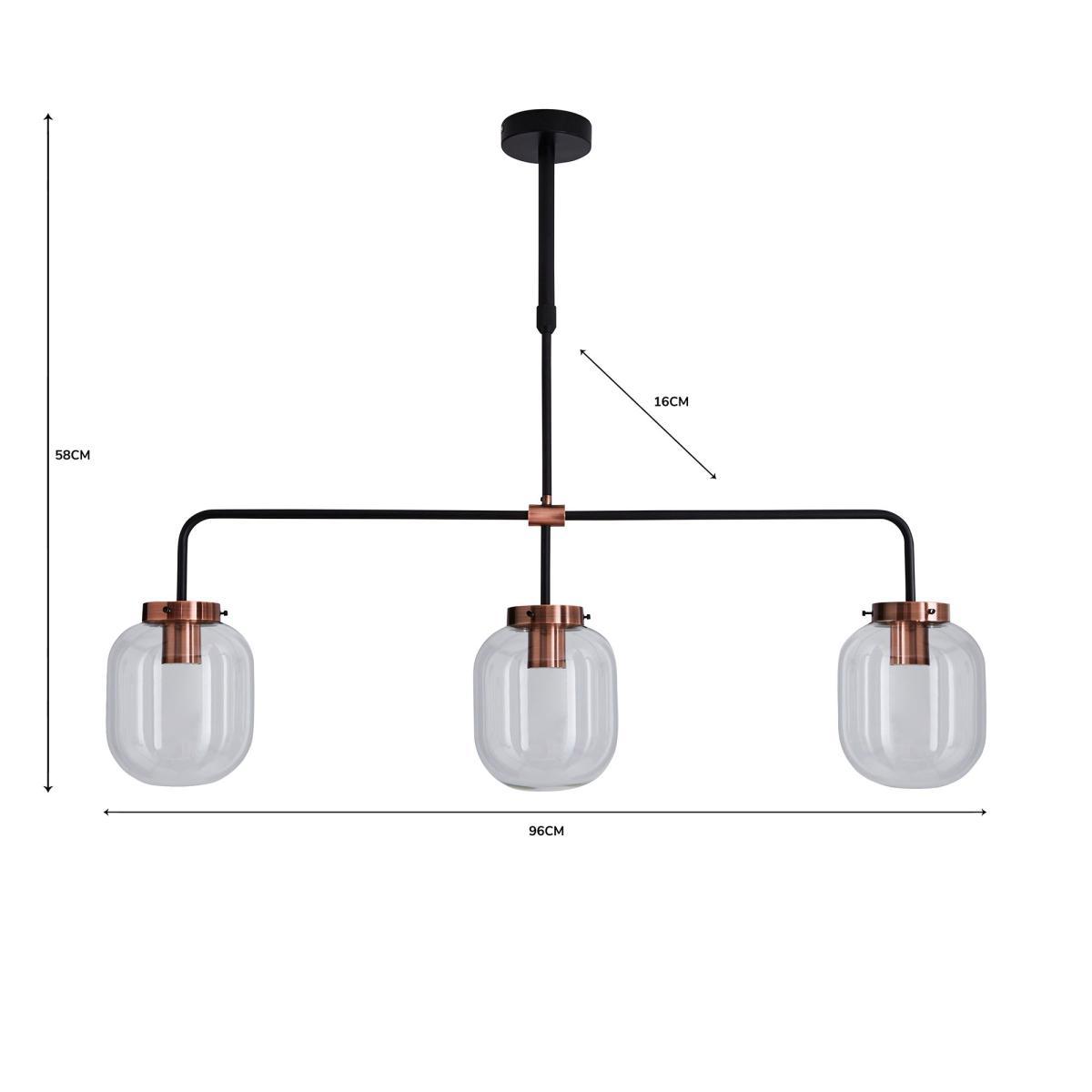 Dayo 3 Light Bar Ceiling Fitting Clear – image 8