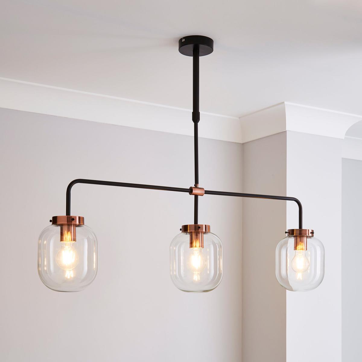 Dayo 3 Light Bar Ceiling Fitting Clear – image 1