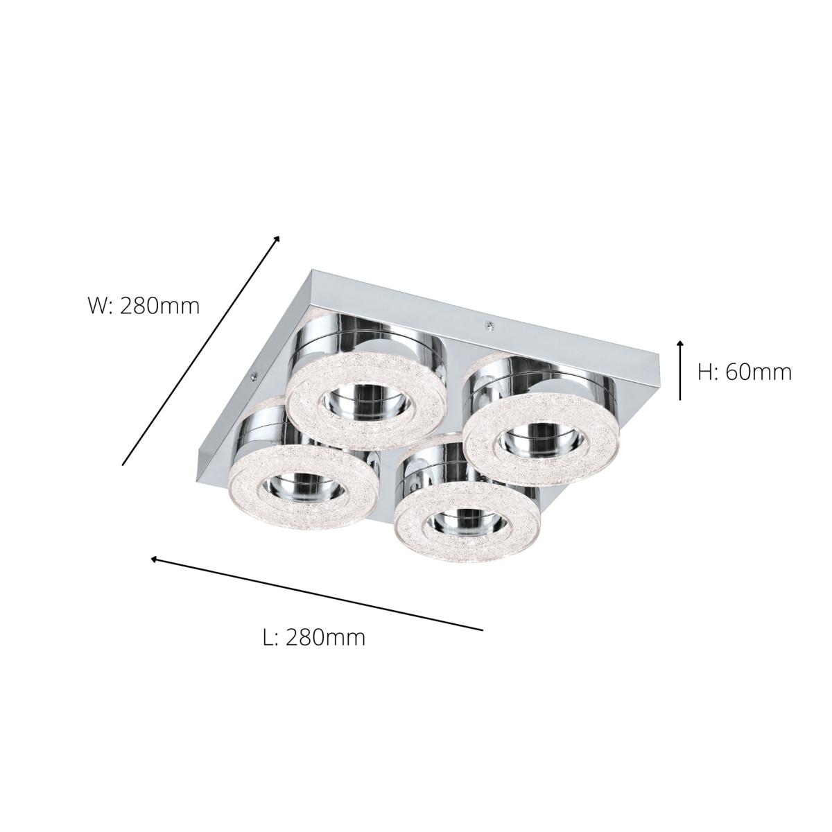 EGLO Fradelo 4-Light LED Rings Chrome And Crystal Ceiling Light Chrome – image 3