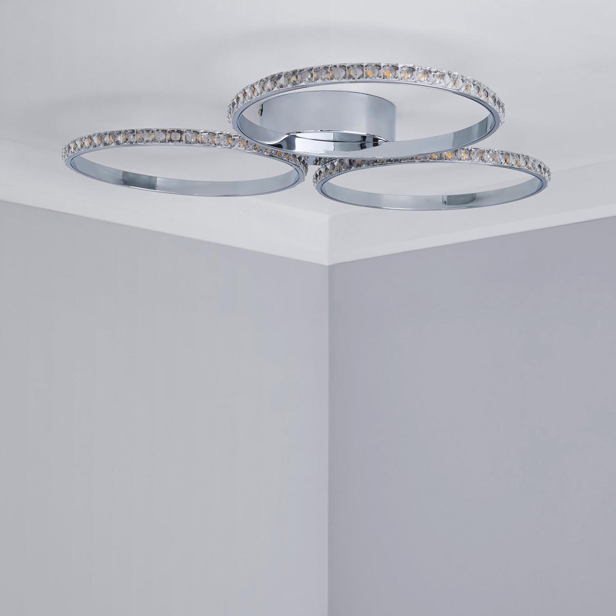 Oraylia 3 Light Integrated LED Hoops Jewel Chrome Ceiling Fitting Chrome – image 2