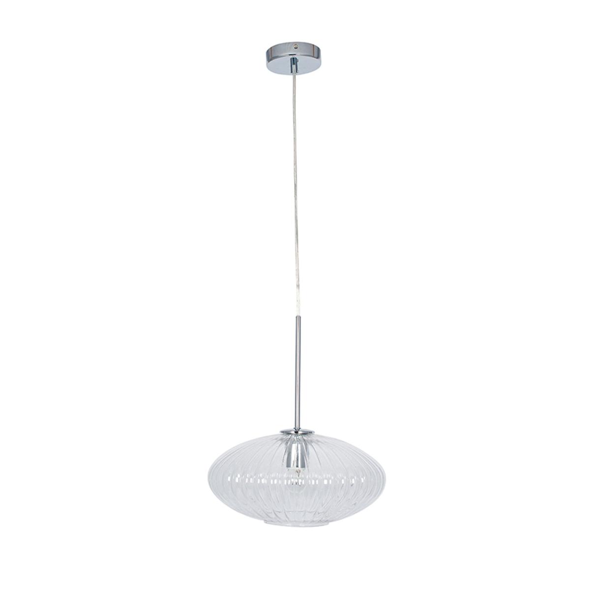 Emilia Ribbed Oval Pendant Light Silver – image 2