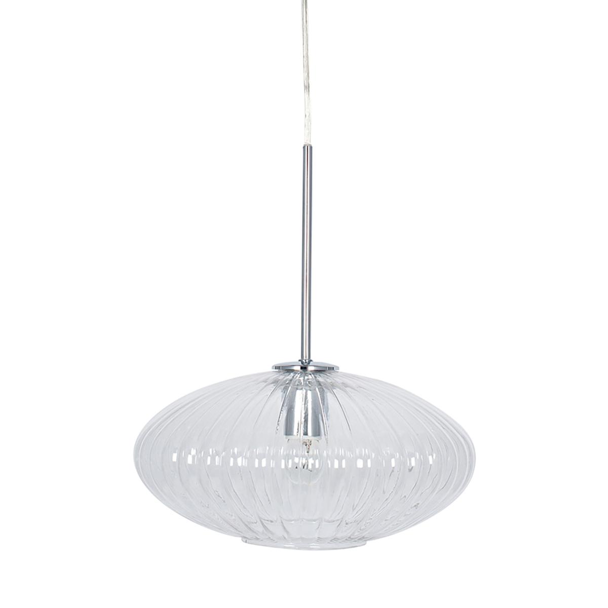 Emilia Ribbed Oval Pendant Light Silver – image 3