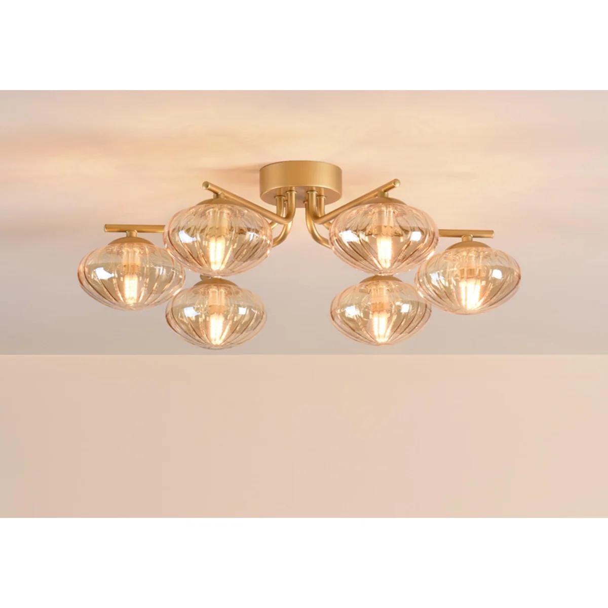 Edin Glass 6 Light Semi Flush Ceiling Light – image 2