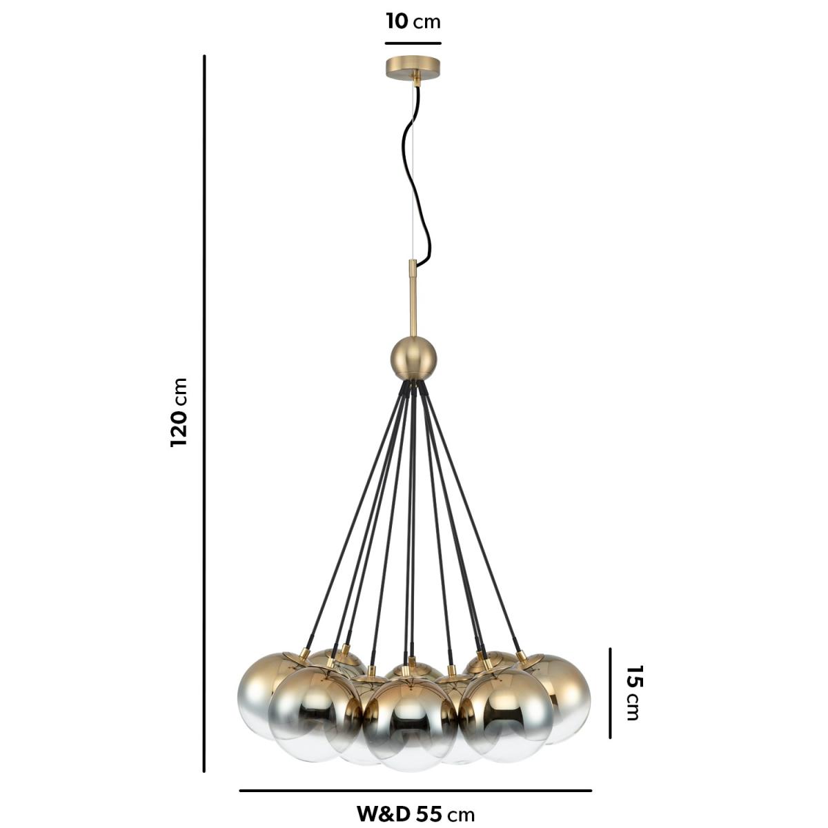 10 Bulb Ball Cluster Pendant- Salerno – image 3