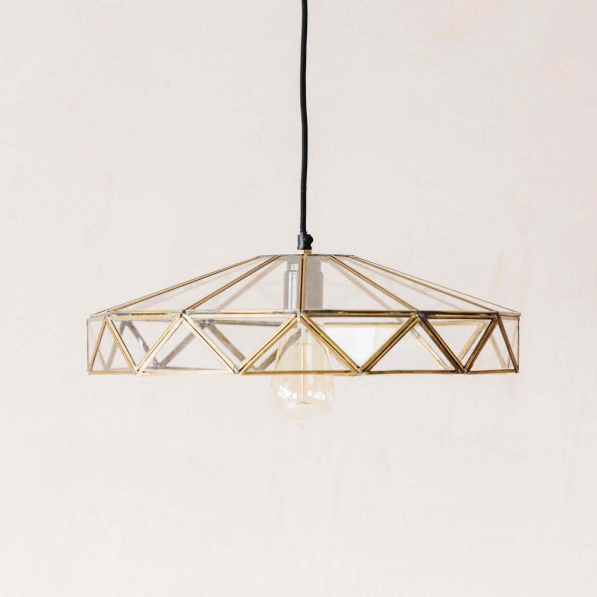 Geometric Glass and Brass Light