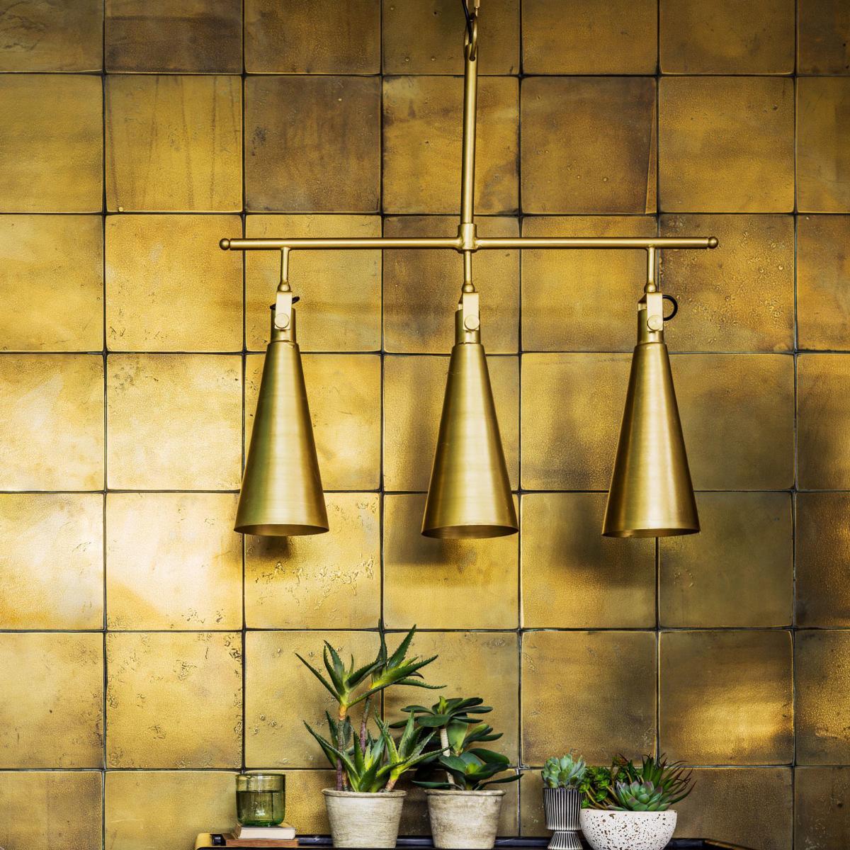 Triple Conical Brass Pendant
