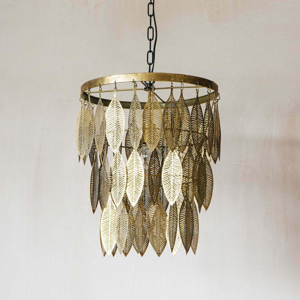 Large Antique Bronze Leaf Pendant – image 1