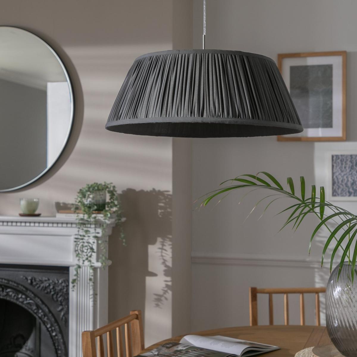 Habitat Pleated Metal Pendant Light - Satin Nickel – image 1
