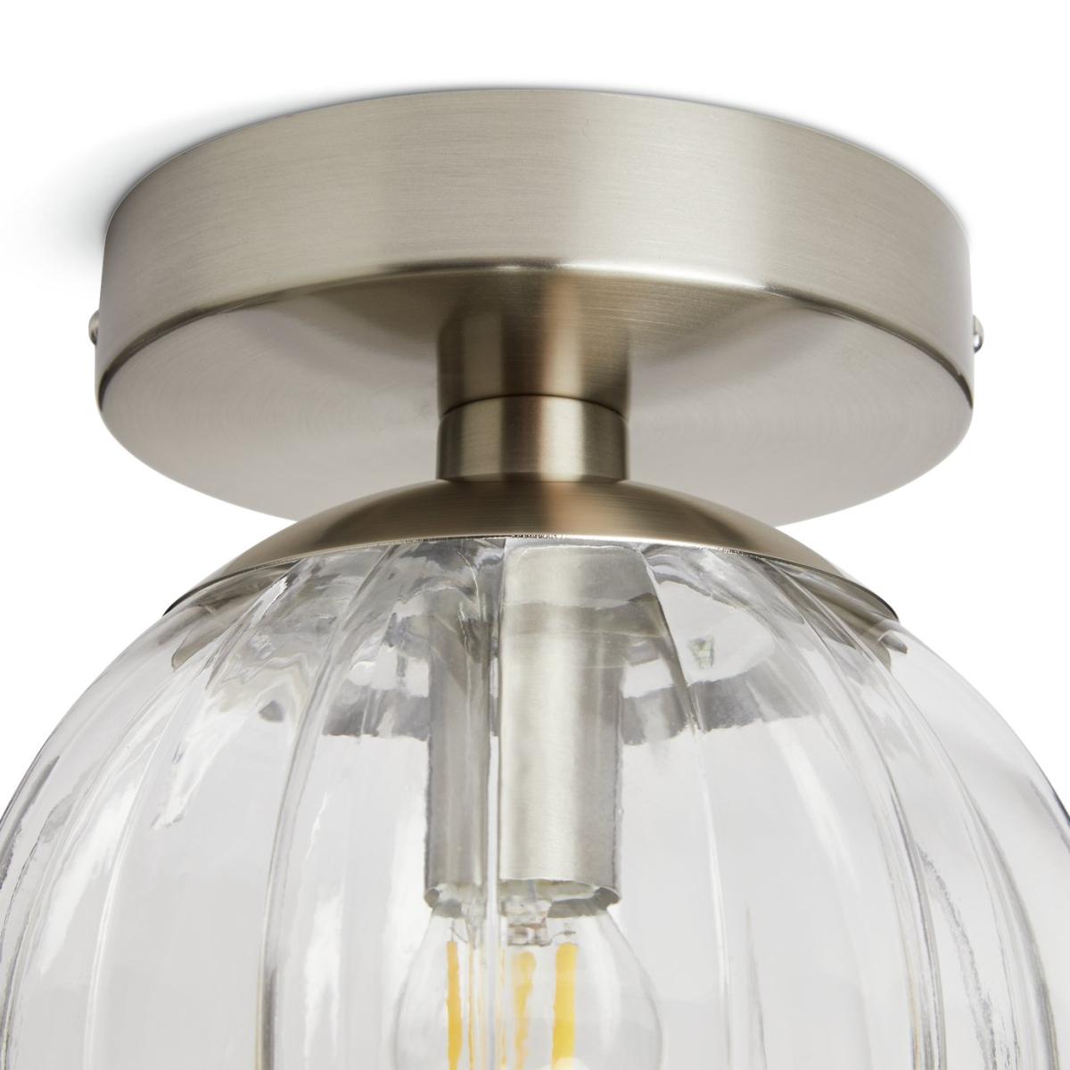 Habitat Glass Flush Ceiling Light - Brushed Chrome – image 5