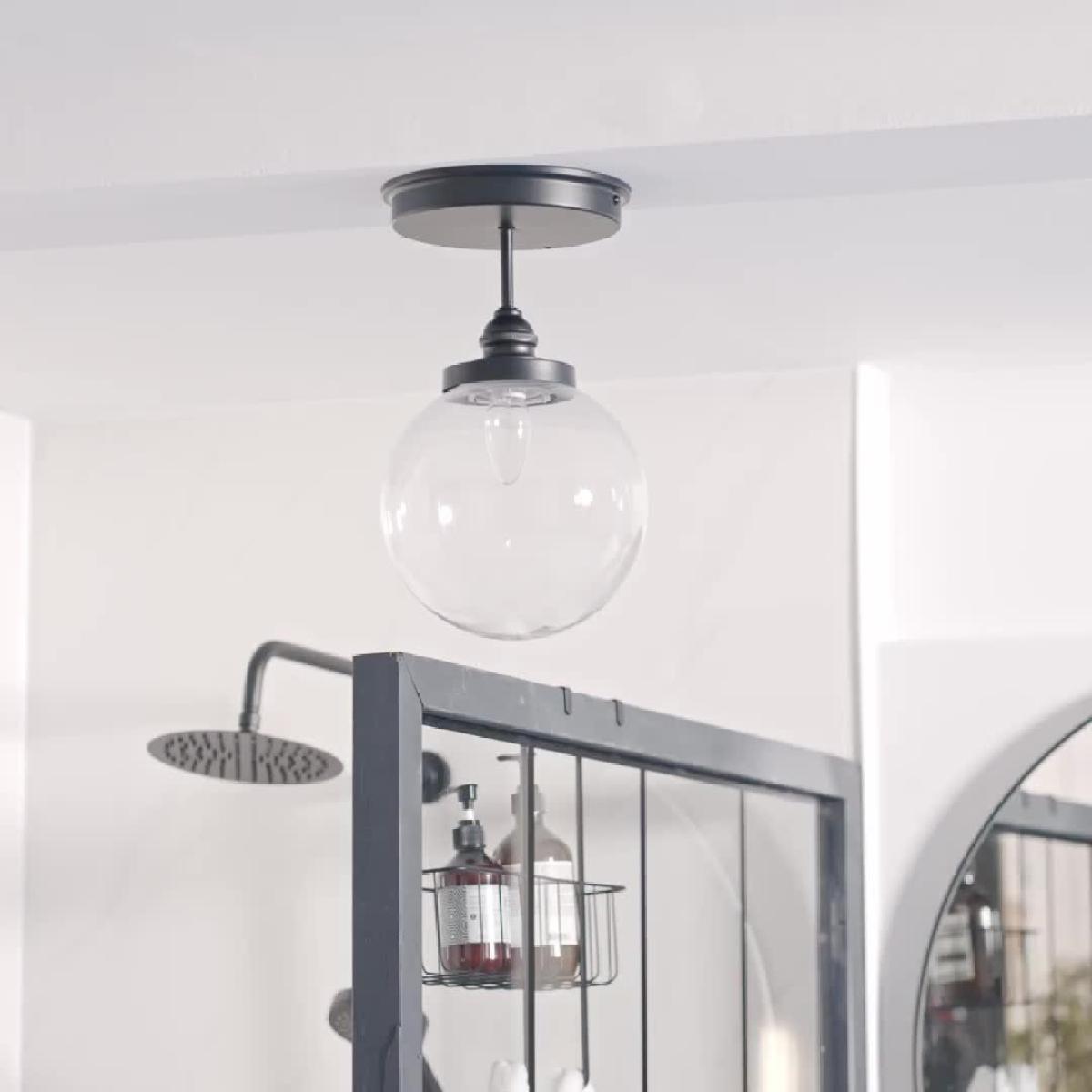 Habitat Globe Metal Bathroom Pendant Light - Black – image 2