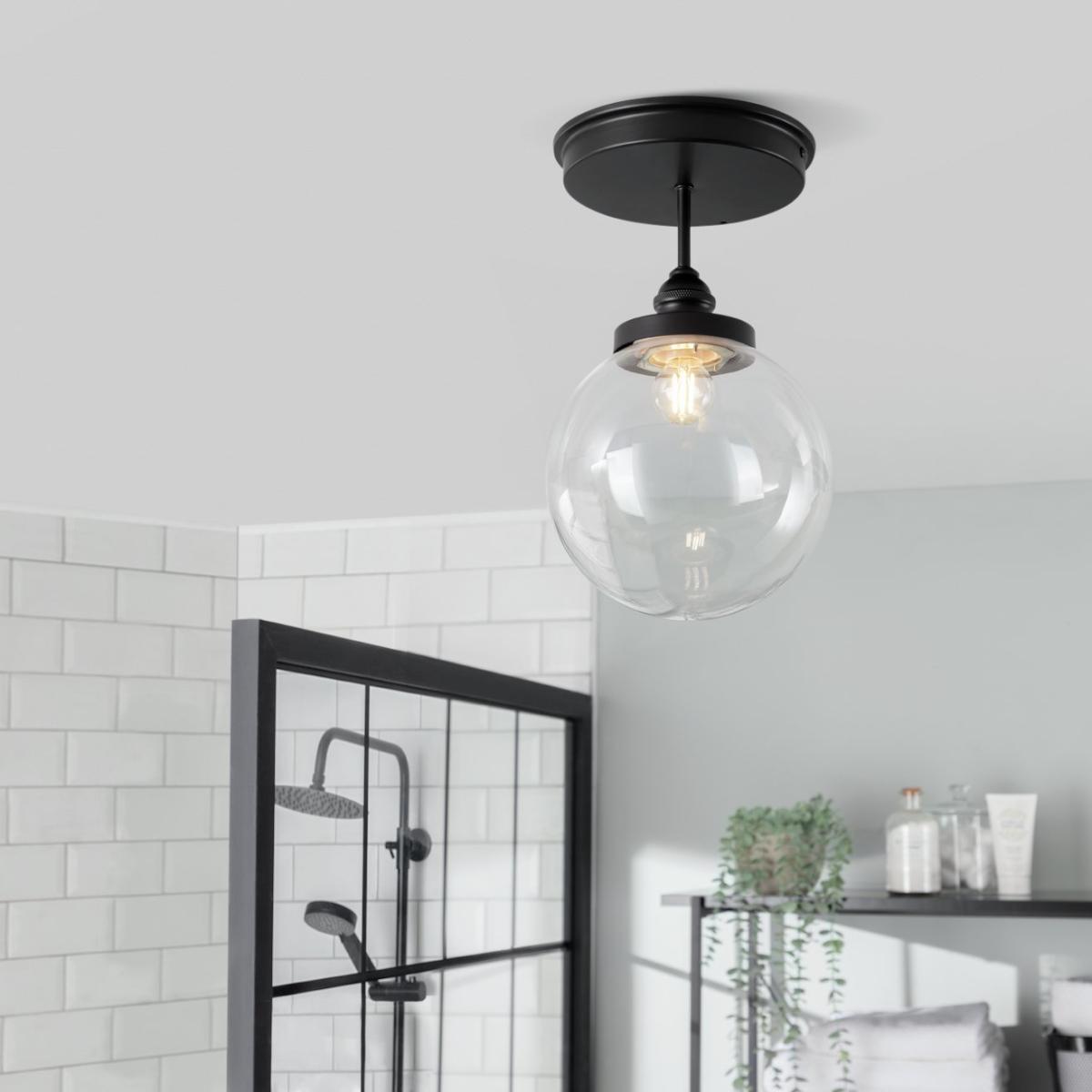 Habitat Globe Metal Bathroom Pendant Light - Black – image 1