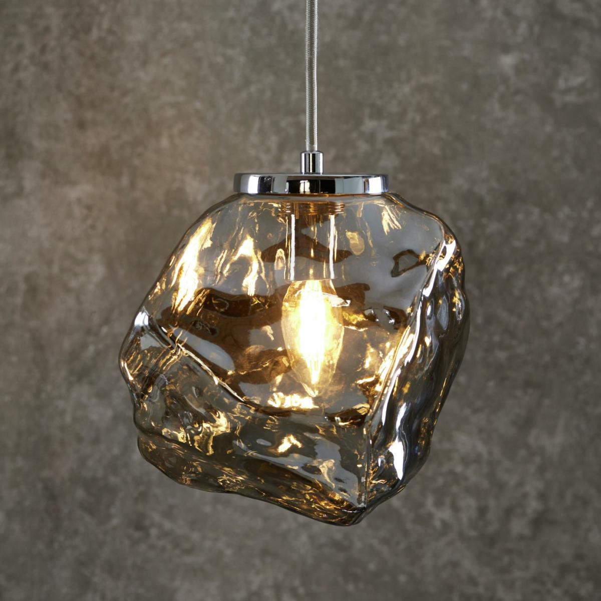 Shore Light Roxanne Glass Pendant Light - Smokegrey & Chrome – image 2