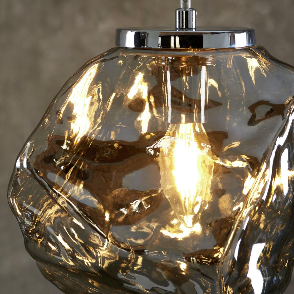 Shore Light Roxanne Glass Pendant Light - Smokegrey & Chrome – image 5
