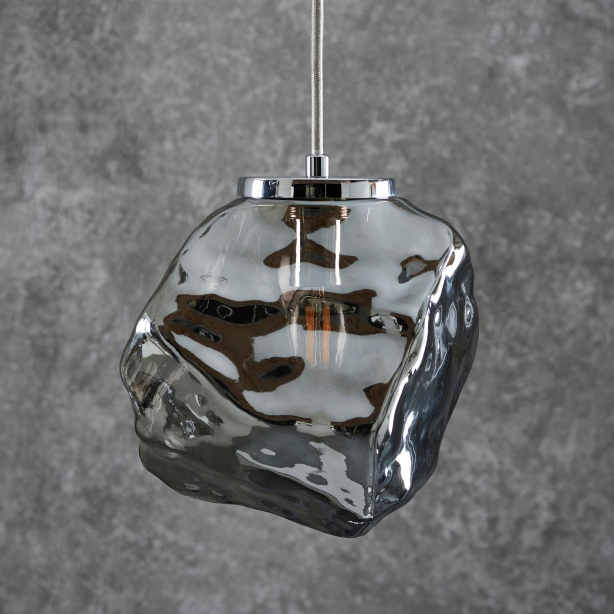 Shore Light Roxanne Glass Pendant Light - Smokegrey & Chrome – image 1