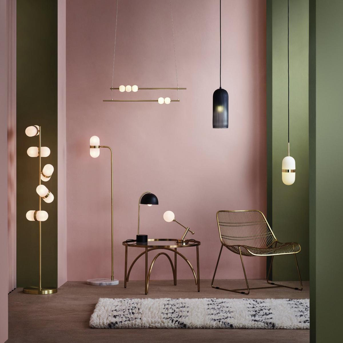 Habitat Aurora Glass Pill Pendant Light - White & Brass – image 2