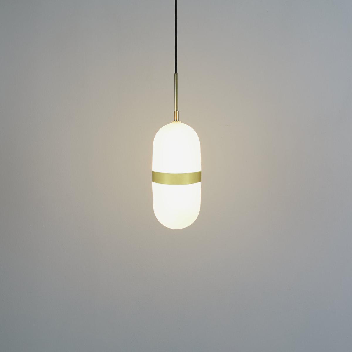 Habitat Aurora Glass Pill Pendant Light - White & Brass – image 3