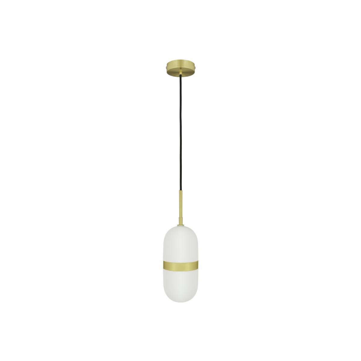 Habitat Aurora Glass Pill Pendant Light - White & Brass – image 1