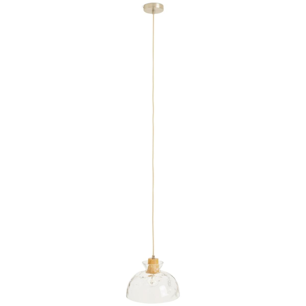 Habitat Dimple Glass & Wood Pendant Light - Clear – image 3