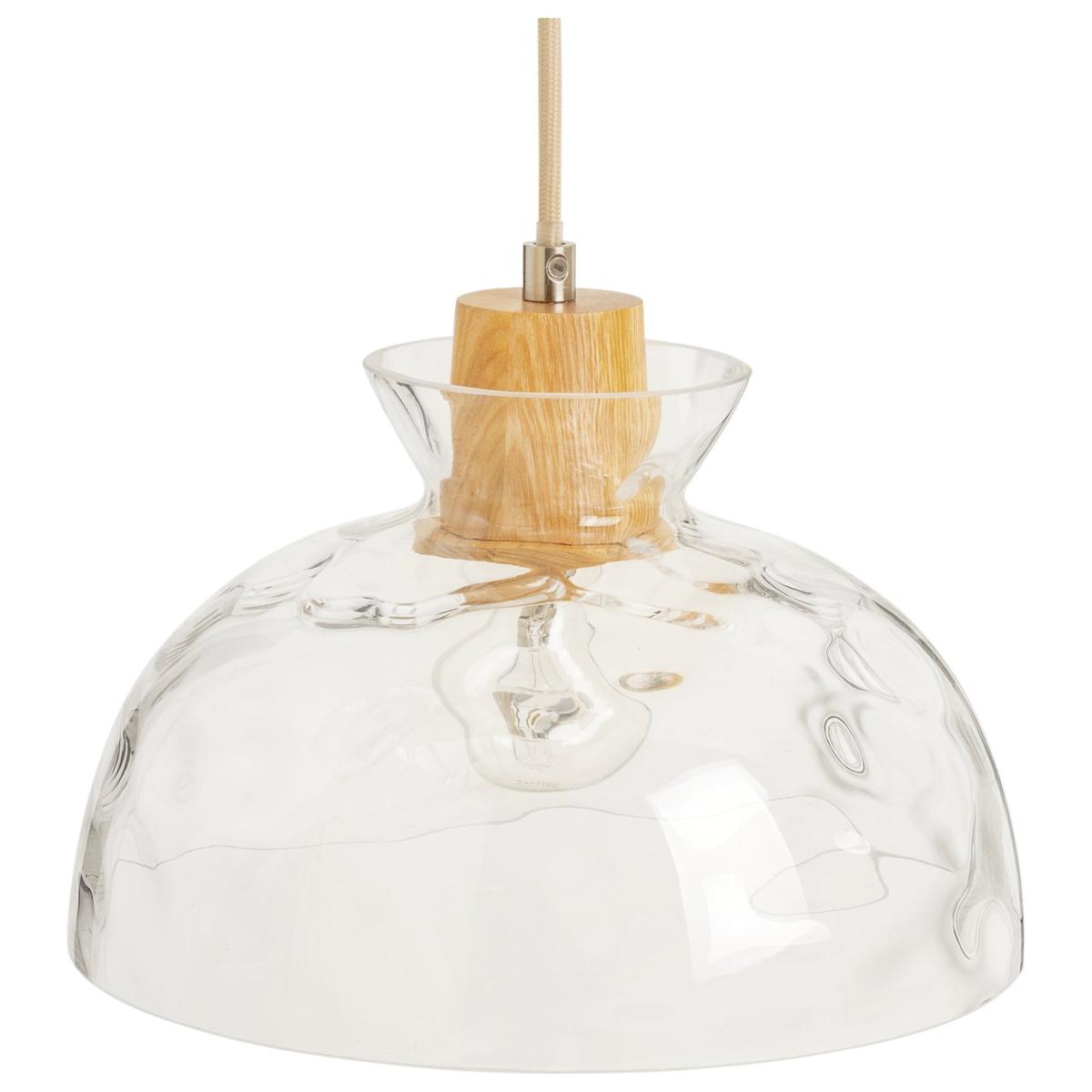 Habitat Dimple Glass & Wood Pendant Light - Clear – image 4