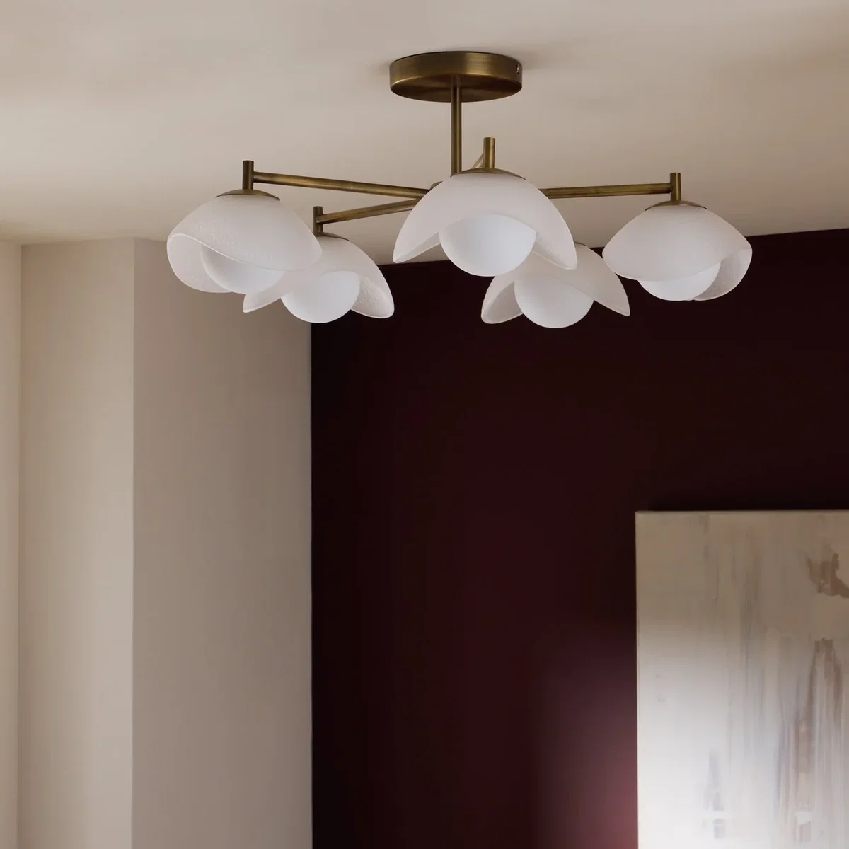 Habitat Arti Textured Glass 5 Light Flush Ceiling Light - Brass – image 2