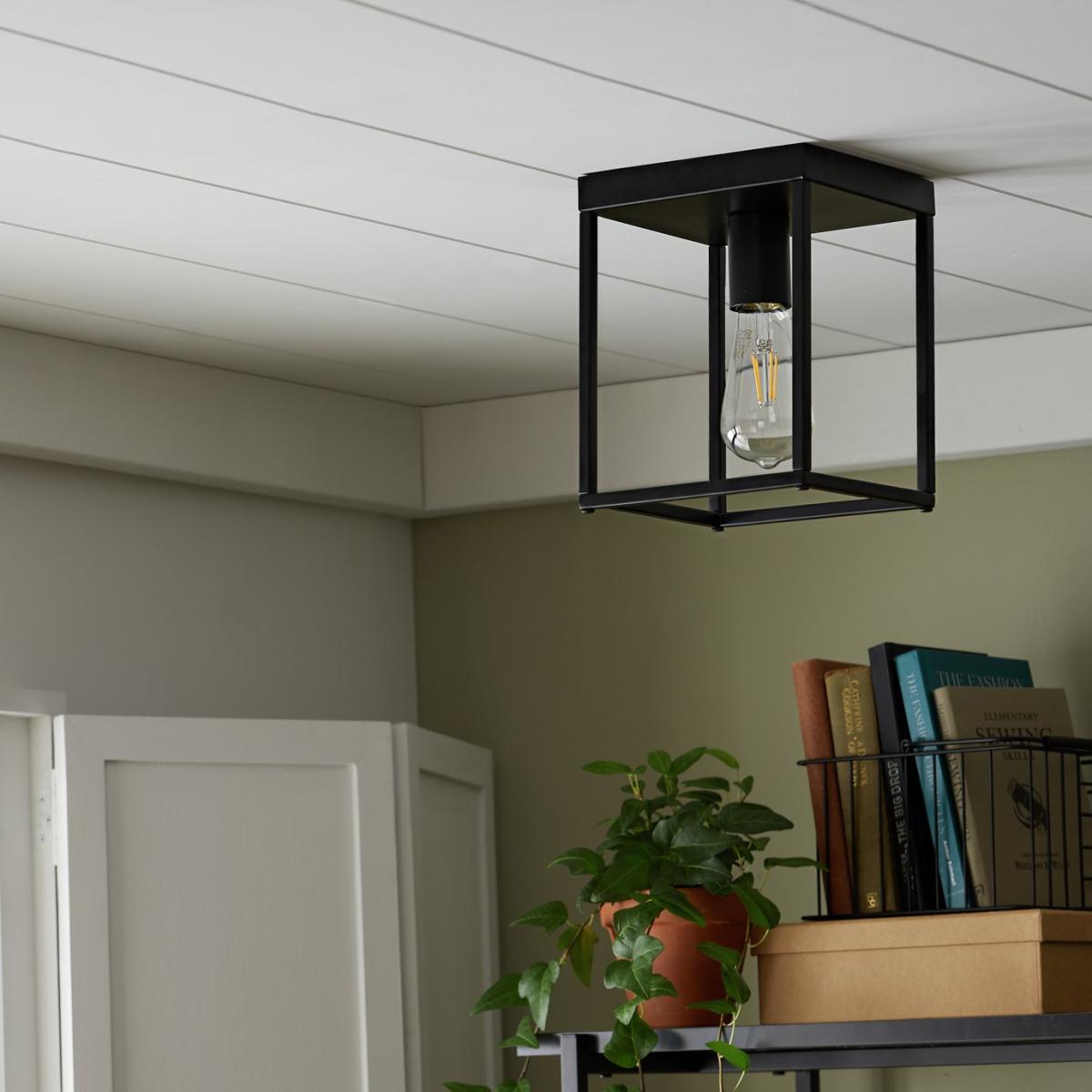 Habitat Carriage Metal Flush Ceiling Light - Matt Black – image 1
