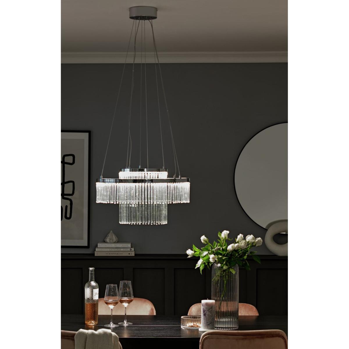Habitat Yang 2 Tier Clear Rod LED Chandelier - Chrome – image 2
