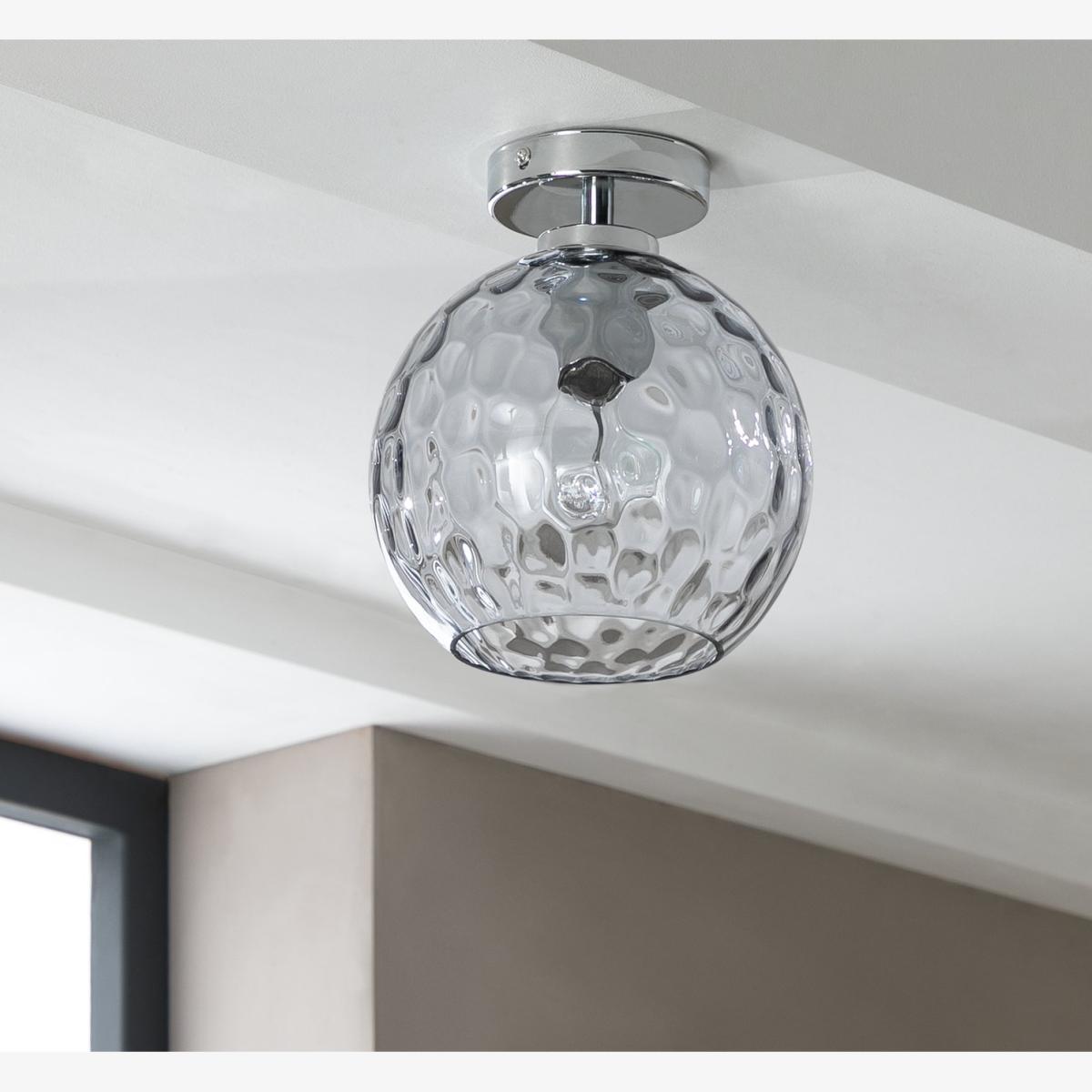 Habitat Luxe Glass Flush To Ceiling Light - Chrome
