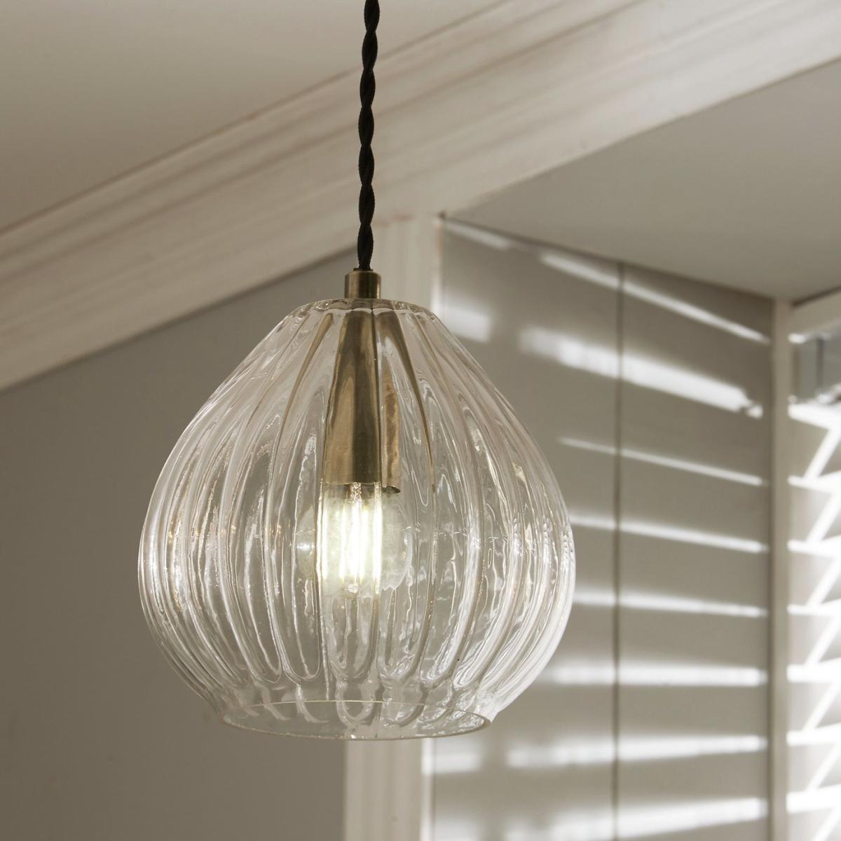 Pacific Ella Glass Teardrop Pendant Light - Brass – image 2