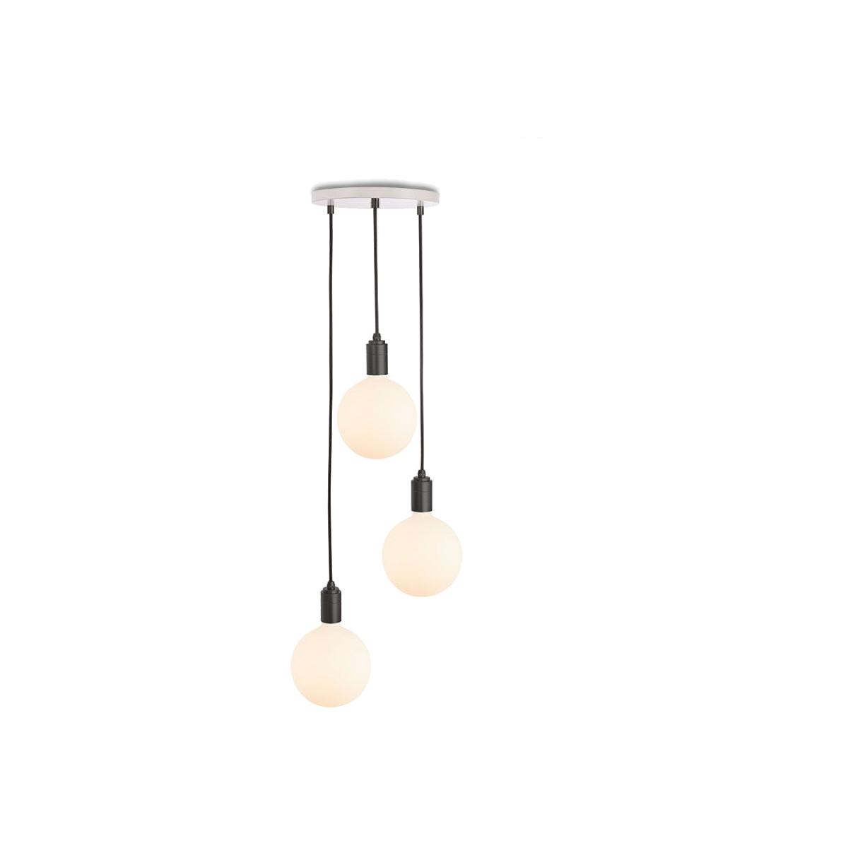 Tala Small White Canopy With 3 Graphite Pendants and 3 Sphere IV Bulbs - Heal's UK Lighting – image 1