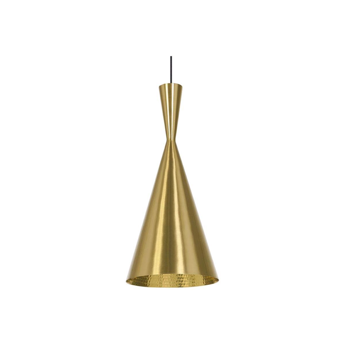 Tom Dixon Beat LED Tall Pendant Light Brushed Brass - Heal's UK Lighting – image 1