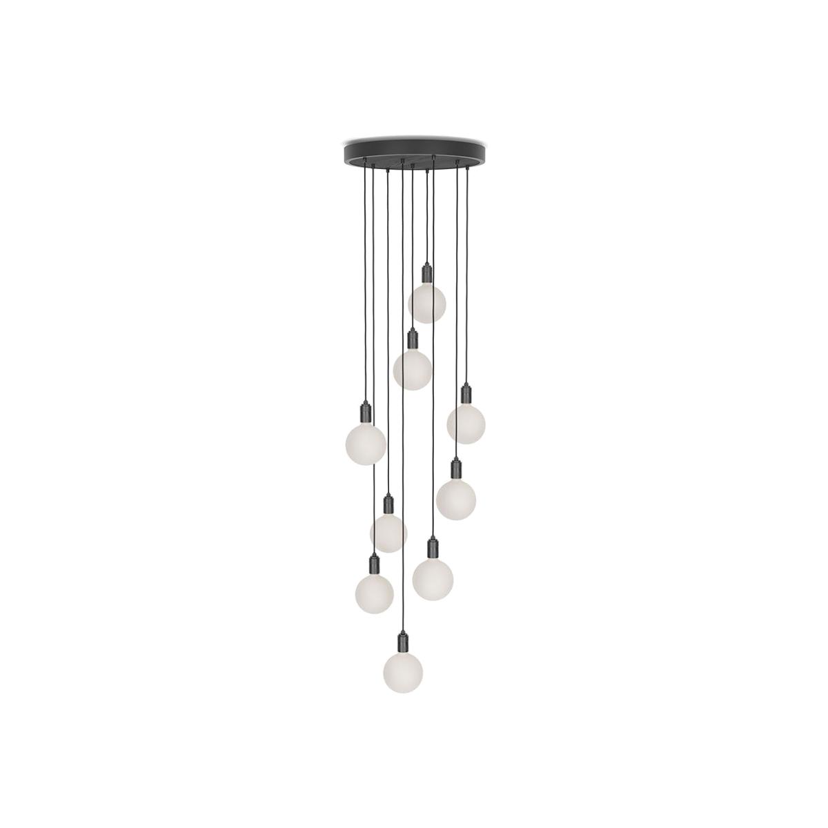 Tala Large Black Canopy With 9 Graphite Pendants and 9 Sphere IV Bulbs - Heal's UK Lighting