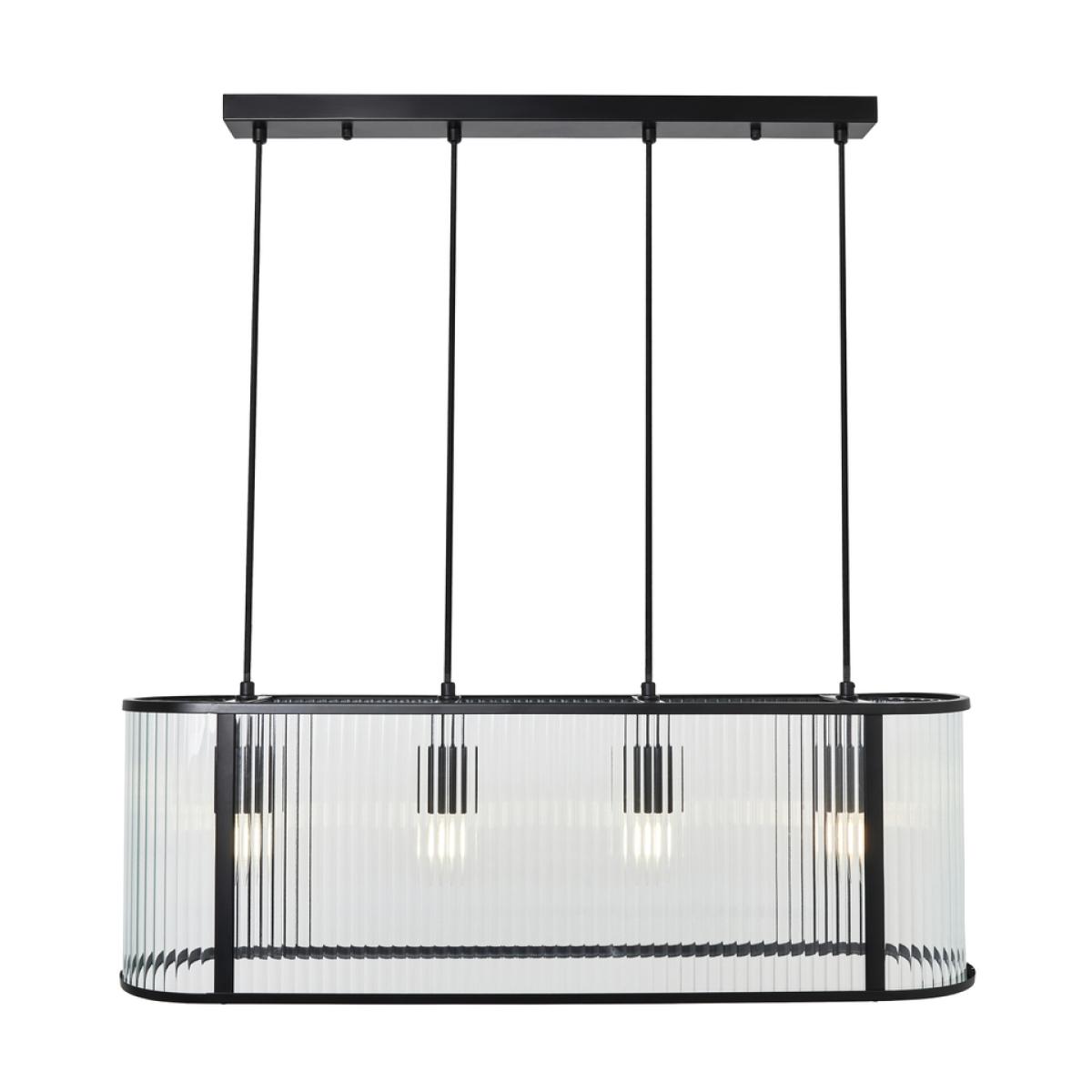Finchley Diner Bar Ceiling Light - Black Ribbed Glass – image 2