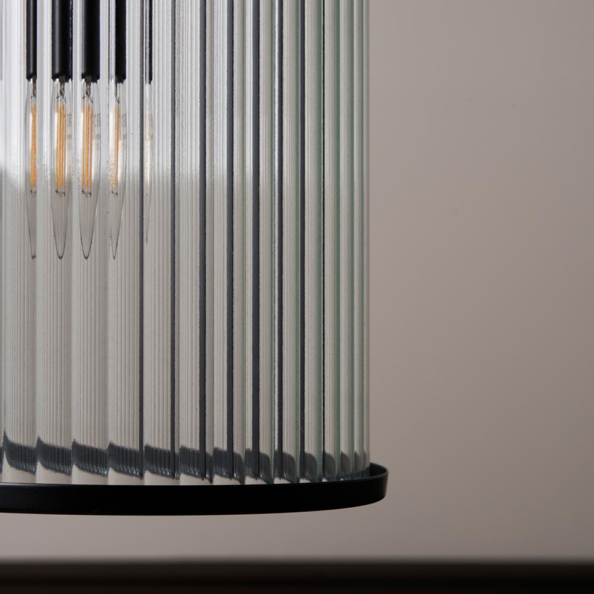 Finchley Diner Bar Ceiling Light - Black Ribbed Glass – image 3