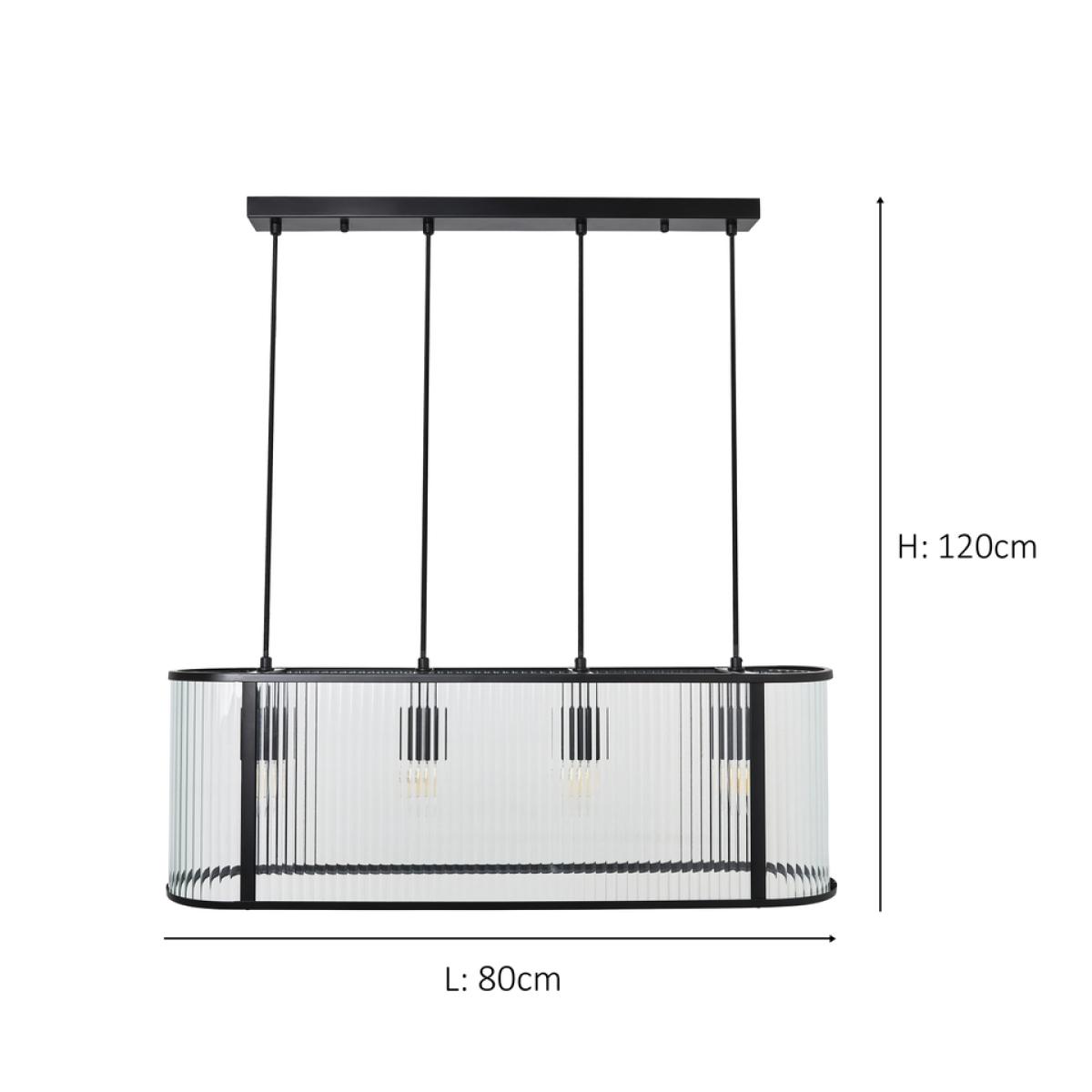 Finchley Diner Bar Ceiling Light - Black Ribbed Glass – image 7