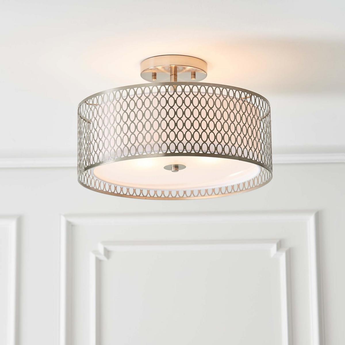 Orton Flush Ceiling Light - Nickel Effect – image 1