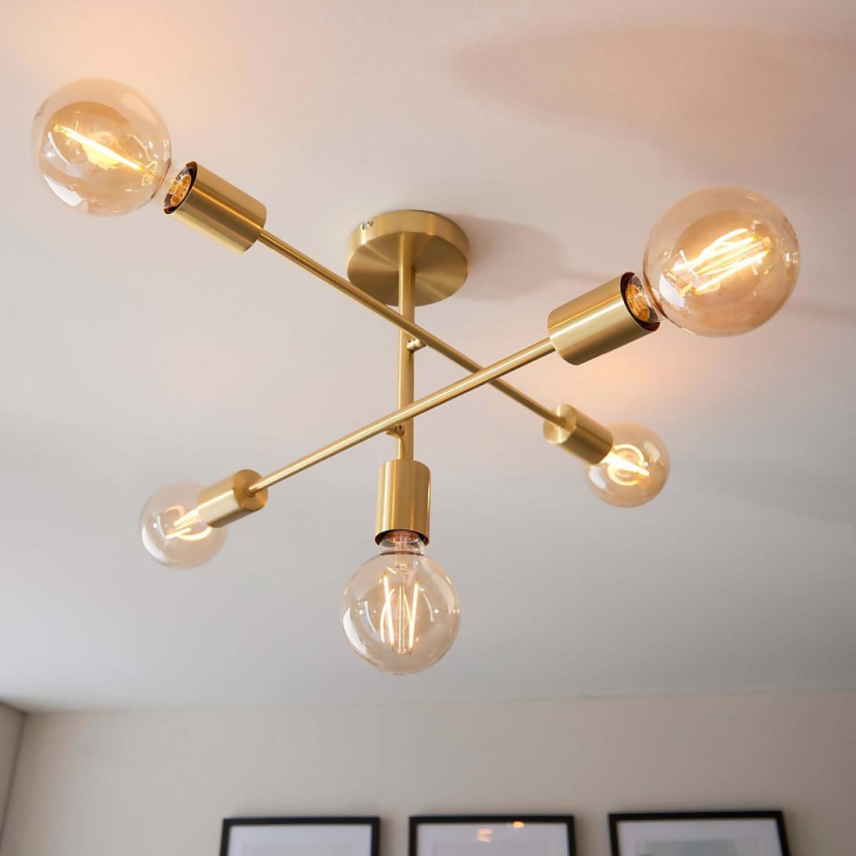 Logie Semi Flush Ceiling Light - Brass Effect – image 5